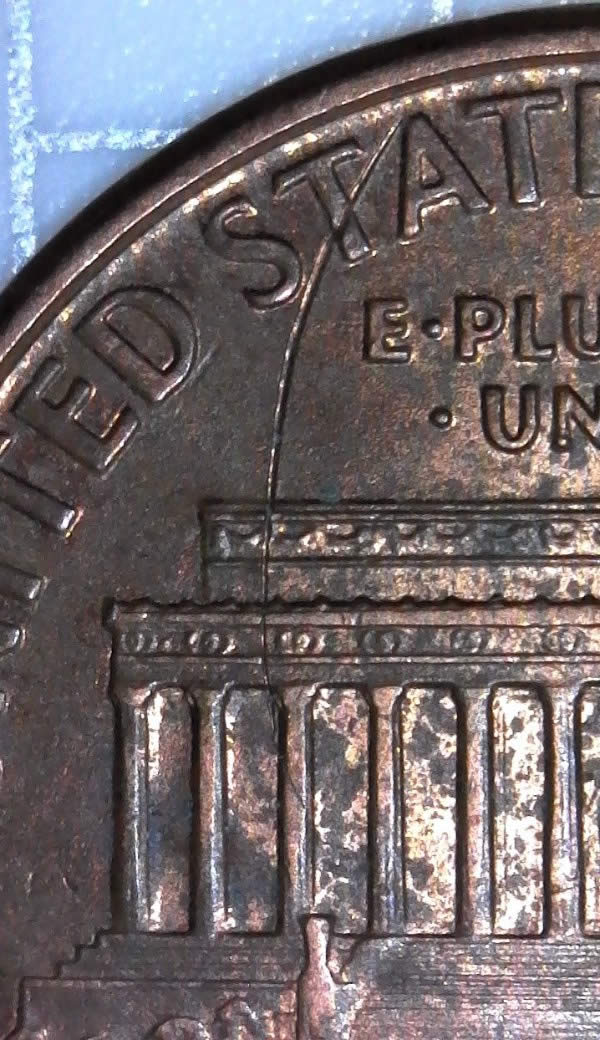 1996-P-Lincoln-Cent-With-Reverse-Struck-Through-Was-Soaked-In-Acetone